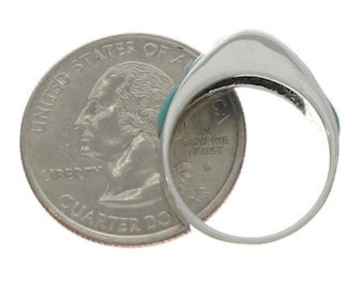 Turquoise Inlay Sterling Silver Jewelry Ring Size 8-1/2 VX36582